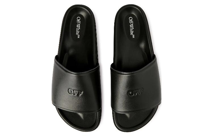 Off-White Stamp Leather Sliders 'Black' 圖 4