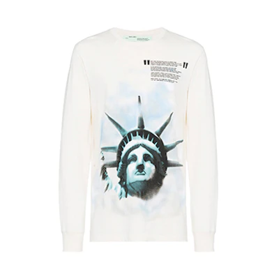 OFF-WHITE Statue of Liberty Cotton Crewneck Sweatshirt White OMAB001E181850150210