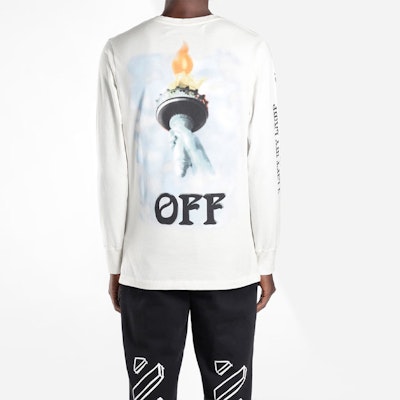 OFF-WHITE 自由女神純棉白色圓領長袖上衣 OMAB001E181850150210 Shop OFF-WHITE 自由女神純棉白色圓領長袖上衣 OMAB001E181850150210
