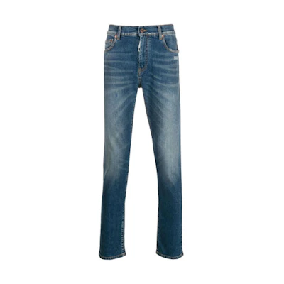 Off-White Stonewash Skinny Fit Denim Jeans Medium Blue/White