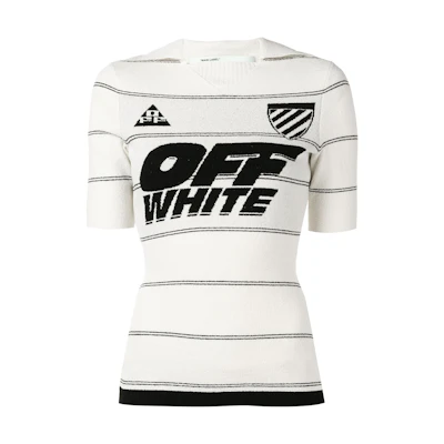 Off-White Stripe Knit Tight Polo Top White/Black