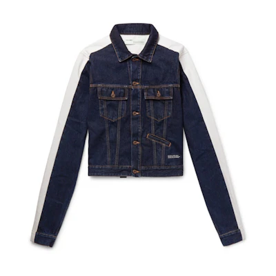 Off-White Striped Denim Jacket Dark Blue/White