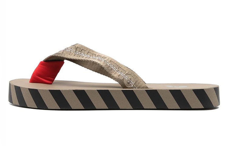 Off-White Striped Slide 'Brown'