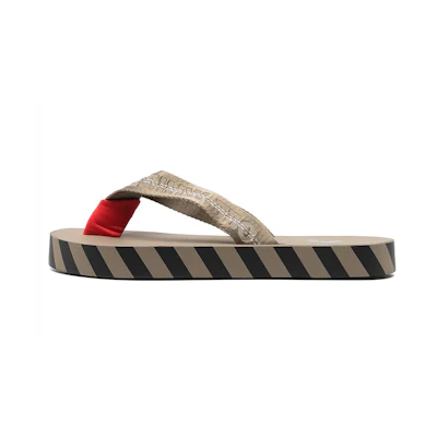 Off-White Striped Slide 'Brown'