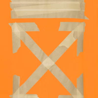 Off-White Tape Diag Arrows Hoodie Orange/Beige Lookbook Off-White Tape Diag Arrows Hoodie Orange/Beige