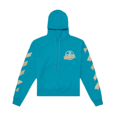 Off-White Tape Diag Arrows Hoodie Petrol Blue/Beige