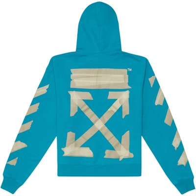 Off-White Tape Diag Arrows Hoodie Petrol Blue/Beige Order Off-White Tape Diag Arrows Hoodie Petrol Blue/Beige