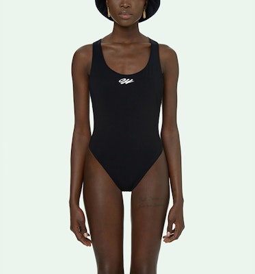 Off-White Tape Swimsuit 'Black/White' Shop Off-White Tape Swimsuit 'Black/White'