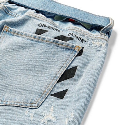 Off-White Tapered Distressed Denim Jeans Light Blue Order Off-White Tapered Distressed Denim Jeans Light Blue