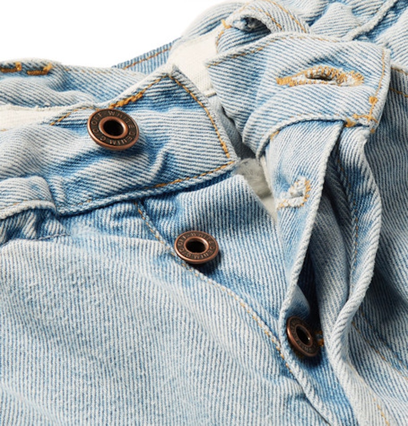 Off-White Tapered Distressed Denim Jeans Light Blue 圖 3