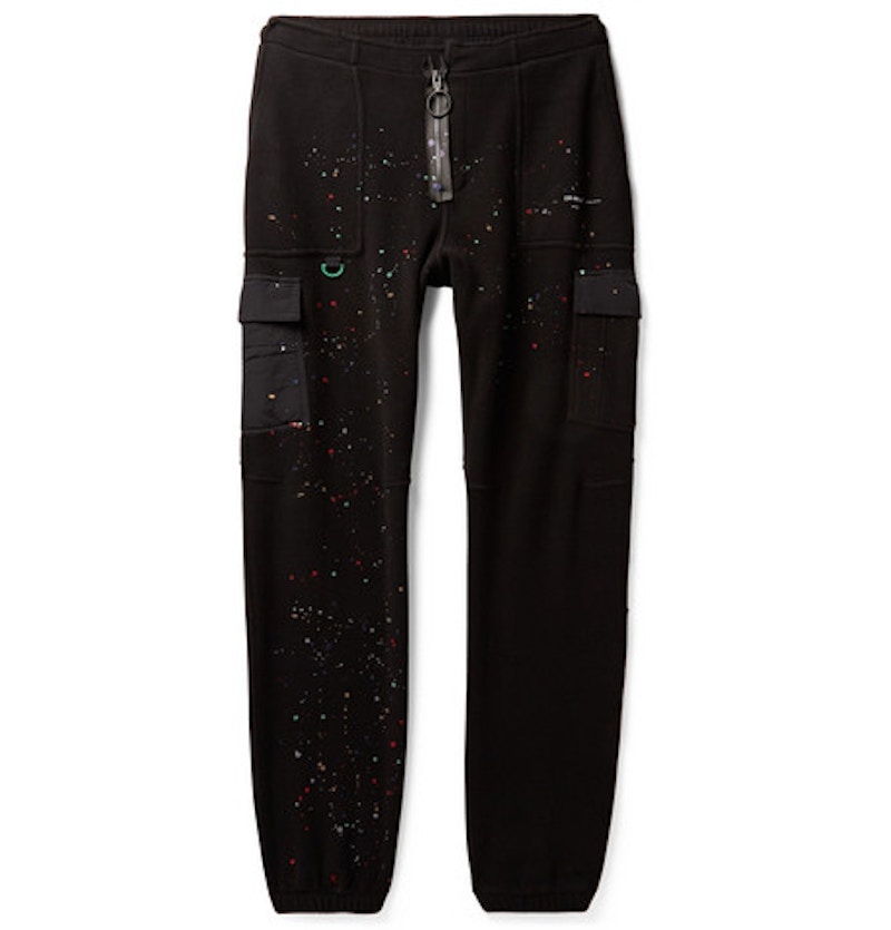 Off-White Tapered Paint Splattered Fleece Sweatpants Black/Multicolor