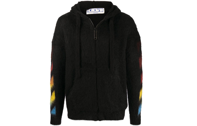 OFF-WHITE Textured Pattern Black Hoodie Jacket for Men OMHA073F20KNI0011087 圖 2