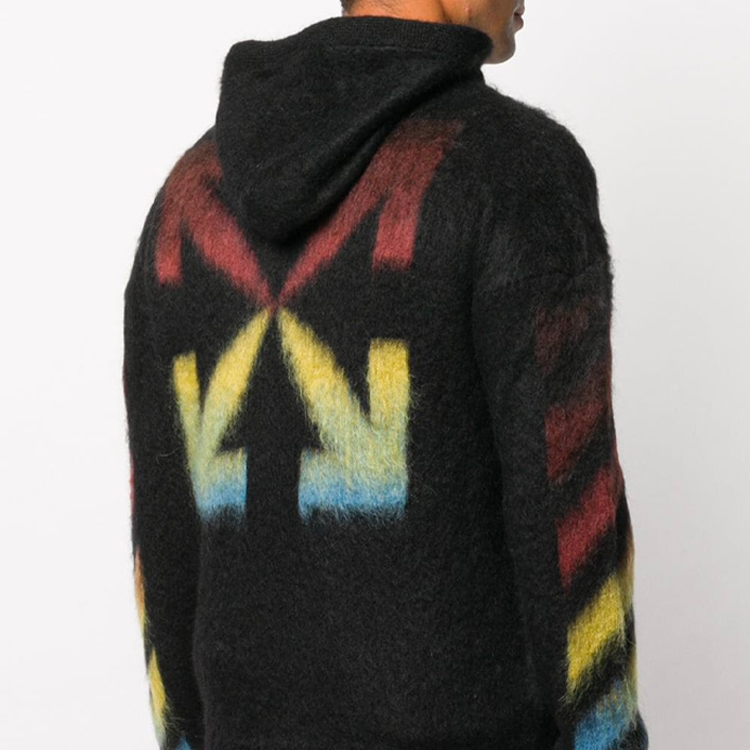OFF-WHITE Textured Pattern Black Hoodie Jacket for Men OMHA073F20KNI0011087 圖 4