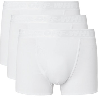 Off-White Three Pack Stretch Cotton Boxer Briefs (SS19) White Buy Off-White Three Pack Stretch Cotton Boxer Briefs (SS19) White