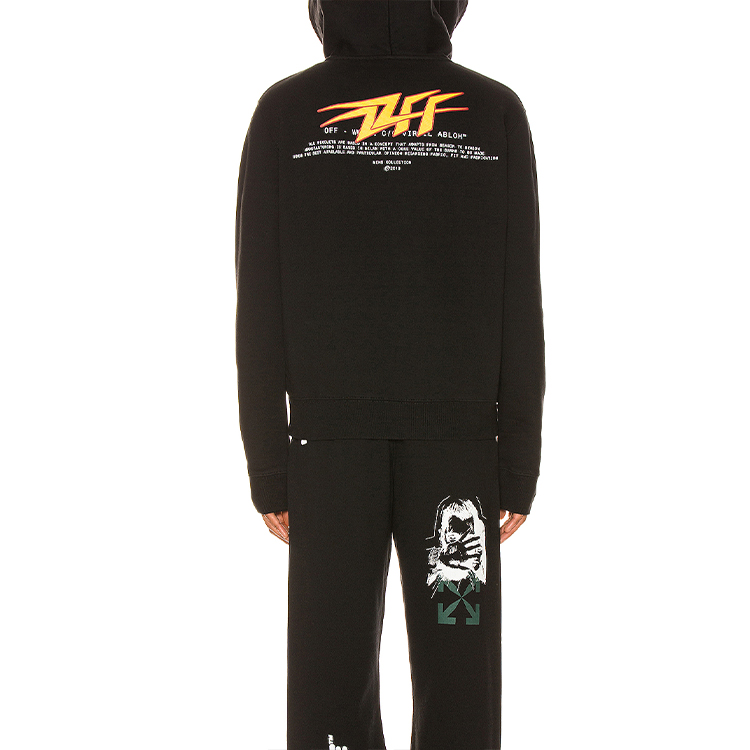 OFF-WHITE Thunder Slim Lightning Logo Hoodie Black Men OMBB034E20FLE0081018 圖 4