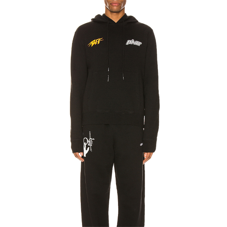 OFF-WHITE Thunder Slim Lightning Logo Hoodie Black Men OMBB034E20FLE0081018 圖 5