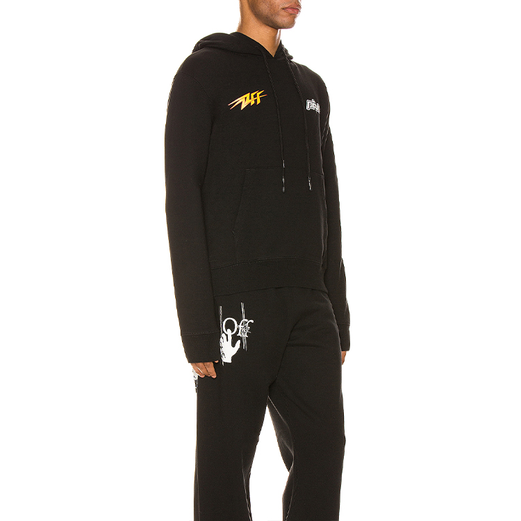 OFF-WHITE Thunder Slim Lightning Logo Hoodie Black Men OMBB034E20FLE0081018 圖 6