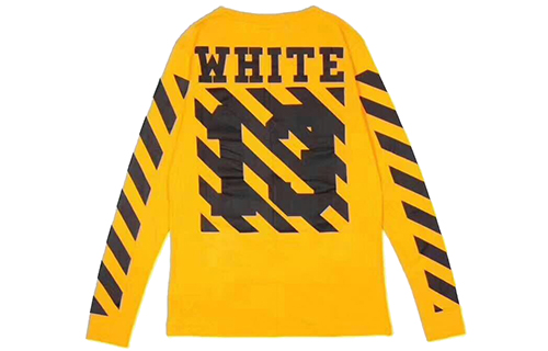 Order OFF-WHITE Virgil Abloh 13条纹长袖T恤 黄色 男女同款 AU2001-03-04