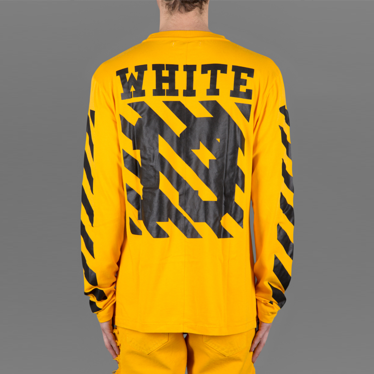 Purchase OFF-WHITE Virgil Abloh 13条纹长袖T恤 黄色 男女同款 AU2001-03-04
