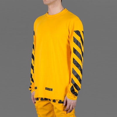 OFF-WHITE Virgil Abloh 13条纹长袖T恤 黄色 男女同款 AU2001-03-04 Details for OFF-WHITE Virgil Abloh 13条纹长袖T恤 黄色 男女同款 AU2001-03-04