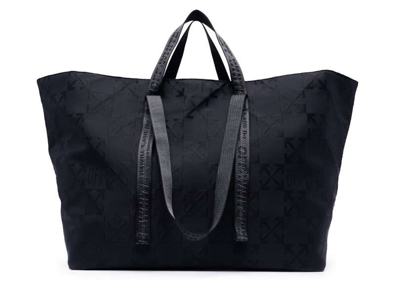 OFF-WHITE Virgil Abloh Black Monogram Embroidered Logo Tote Bag Black