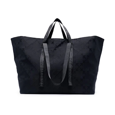 OFF-WHITE Virgil Abloh Black Monogram Embroidered Logo Tote Bag Black