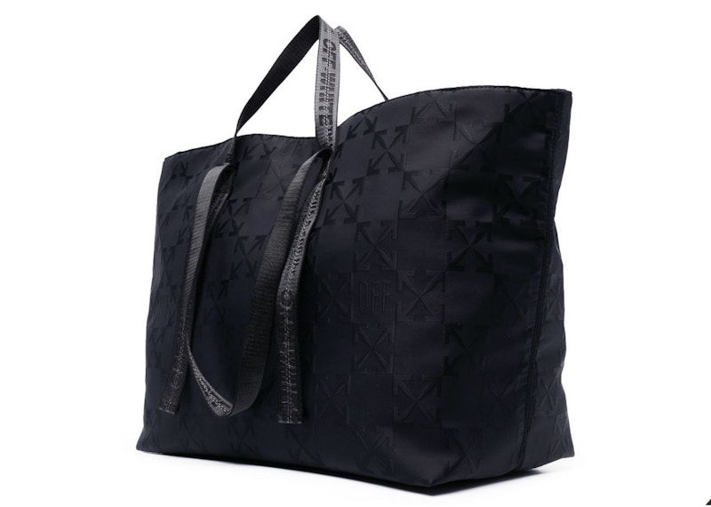 Order オフホワイト ヴァージル・アブロー ブラック モノグラム 刺繍ロゴ トートバッグ ブラック