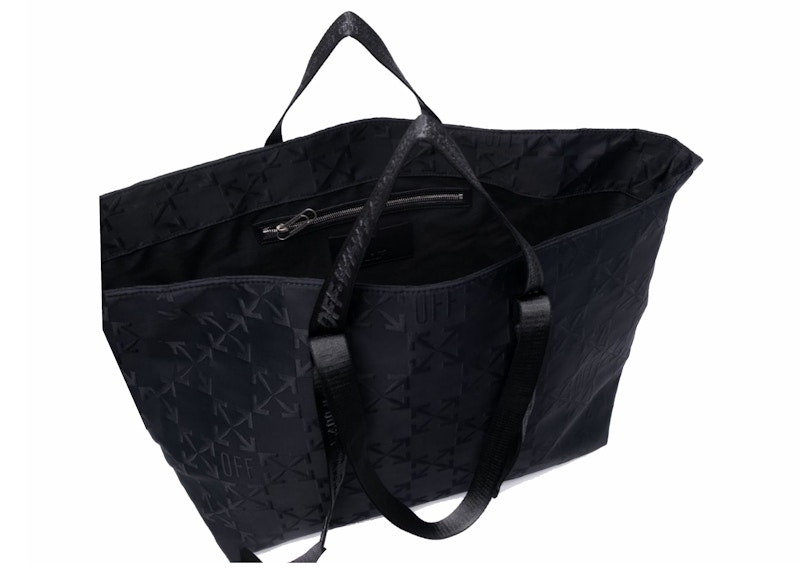 Lookbook オフホワイト ヴァージル・アブロー ブラック モノグラム 刺繍ロゴ トートバッグ ブラック