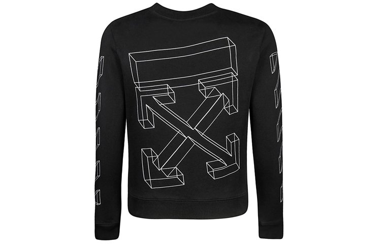 OFF-WHITE Virgil Abloh Graphic Cotton Crewneck Sweatshirt Black Men OMBA025E181920021001