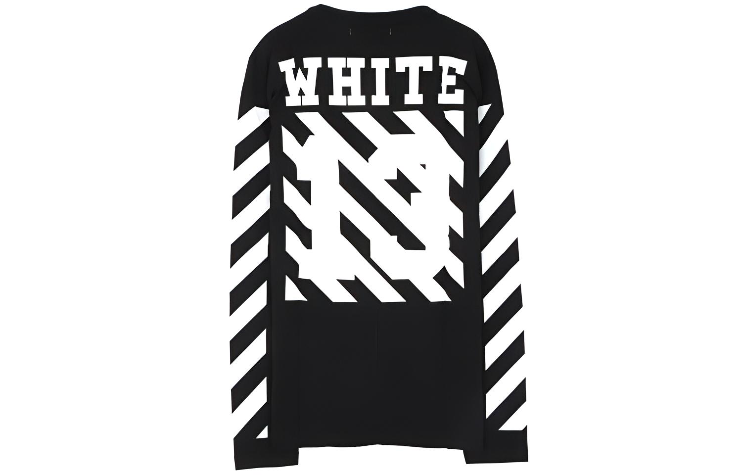 OFF-WHITE Virgil Abloh Religious Logo Striped Long Sleeve Tee Black Unisex AU2001-03-05