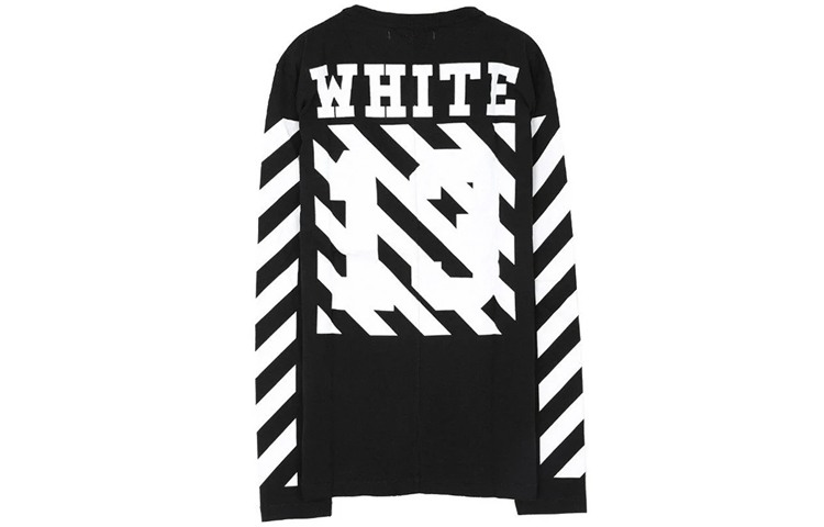 Order OFF-WHITE Virgil Abloh 宗教标志条纹长袖T恤 黑色 男女同款 AU2001-03-05