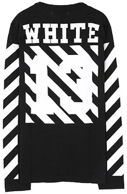 OFF-WHITE Virgil Abloh 宗教标志条纹长袖T恤 黑色 男女同款 AU2001-03-05 Order OFF-WHITE Virgil Abloh 宗教标志条纹长袖T恤 黑色 男女同款 AU2001-03-05