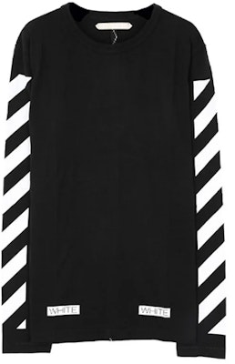 OFF-WHITE Virgil Abloh 宗教标志条纹长袖T恤 黑色 男女同款 AU2001-03-05 Lookbook OFF-WHITE Virgil Abloh 宗教标志条纹长袖T恤 黑色 男女同款 AU2001-03-05