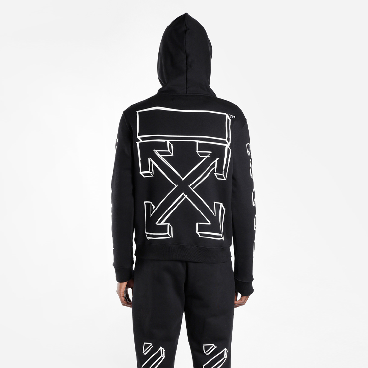 OFF-WHITE Virgil Stripe Line Pullover Hoodie Black OMBB034E181920241001 圖 5