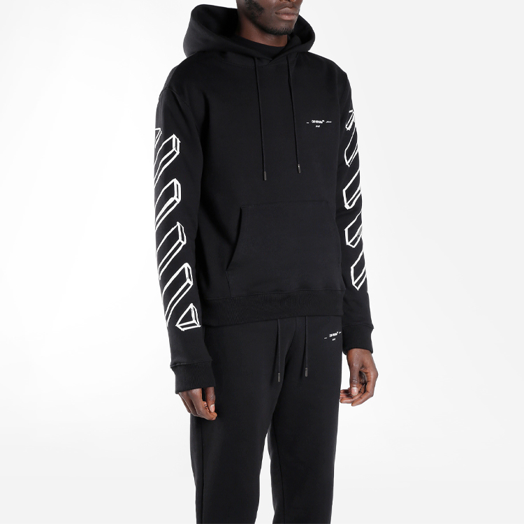 OFF-WHITE Virgil Stripe Line Pullover Hoodie Black OMBB034E181920241001 圖 6