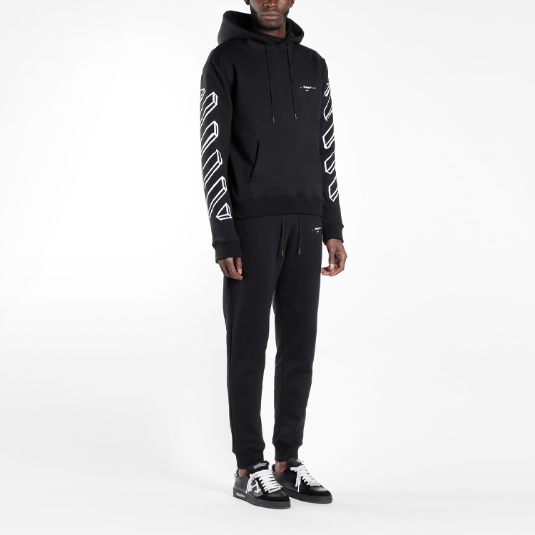 OFF-WHITE Virgil Stripe Line Pullover Hoodie Black OMBB034E181920241001 圖 7