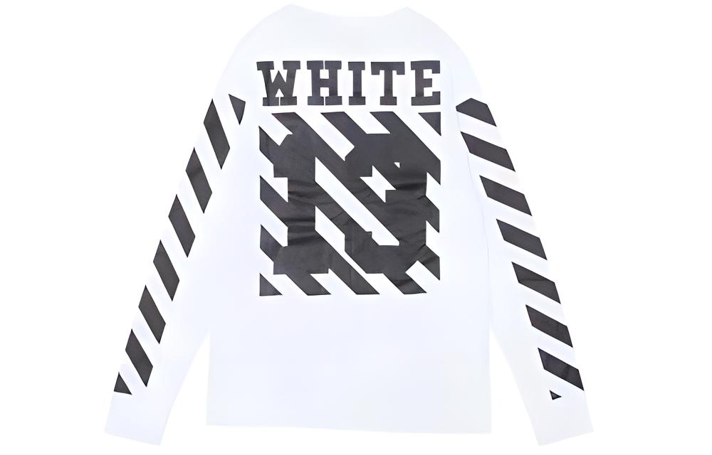 OFF-WHITE Virgil Ow Striped 13 Letters Long Sleeve White Unisex T-Shirt AU2001-03-00