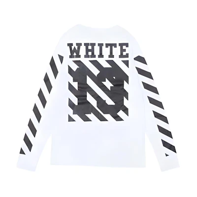 OFF-WHITE Virgil Ow Striped 13 Letters Long Sleeve White Unisex T-Shirt AU2001-03-00