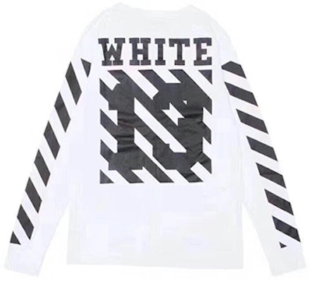 OFF-WHITE Virgil Ow条纹13字母长袖白色男女同款T恤 AU2001-03-00 Order OFF-WHITE Virgil Ow条纹13字母长袖白色男女同款T恤 AU2001-03-00