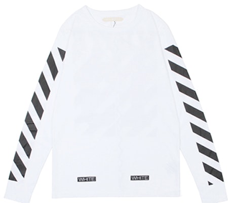 OFF-WHITE Virgil Ow条纹13字母长袖白色男女同款T恤 AU2001-03-00 Lookbook OFF-WHITE Virgil Ow条纹13字母长袖白色男女同款T恤 AU2001-03-00