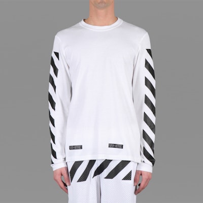 OFF-WHITE Virgil Ow条纹13字母长袖白色男女同款T恤 AU2001-03-00 Shop OFF-WHITE Virgil Ow条纹13字母长袖白色男女同款T恤 AU2001-03-00