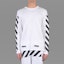Shop OFF-WHITE Virgil Ow条纹13字母长袖白色男女同款T恤 AU2001-03-00