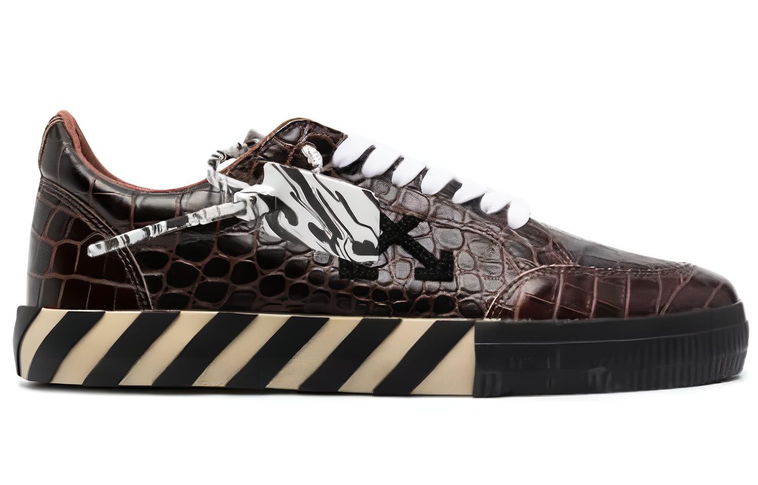 Order Off-White Vulc Sneaker Low 'Crocodile Pattern - Dark Brown' OMIA085F20LEA001-6410