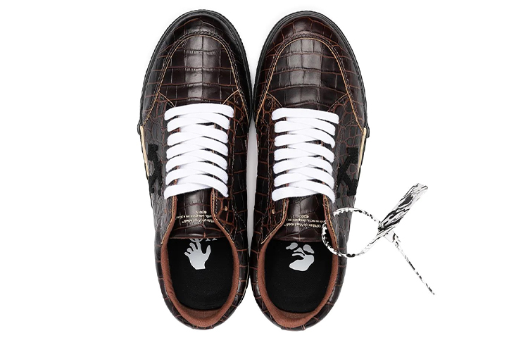 Shop Off-White Vulc Sneaker Low 'Crocodile Pattern - Dark Brown' OMIA085F20LEA001-6410