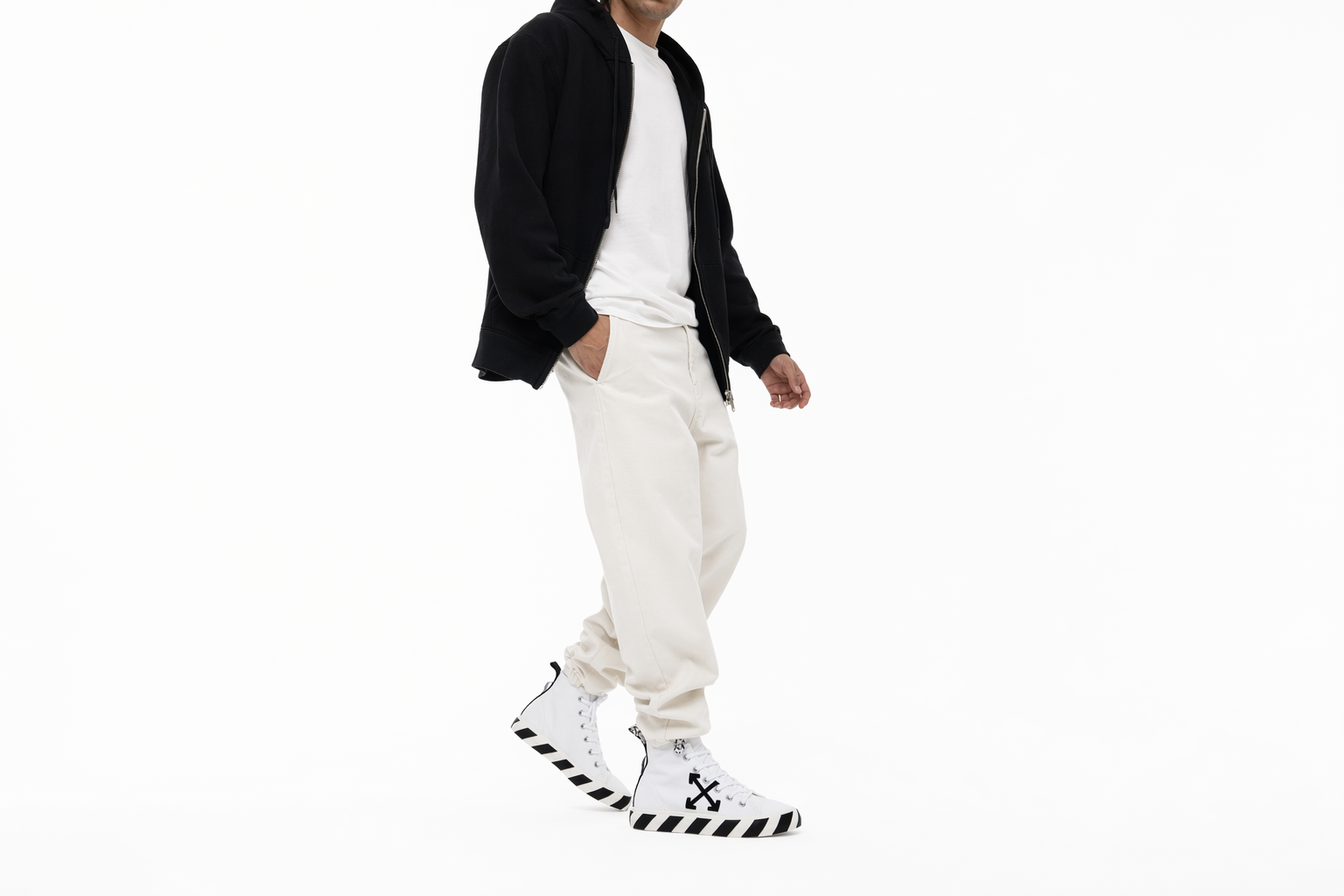 Order Off-White Vulc Sneaker Mid 'White Black' OMIA119F21FAB0010110