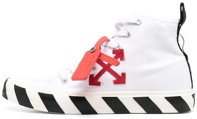 Off-White Vulcanized Hi Wit Rood Canvas Sneakers OMIA119S23FAB0010125 Buy Off-White Vulcanized Hi Wit Rood Canvas Sneakers OMIA119S23FAB0010125