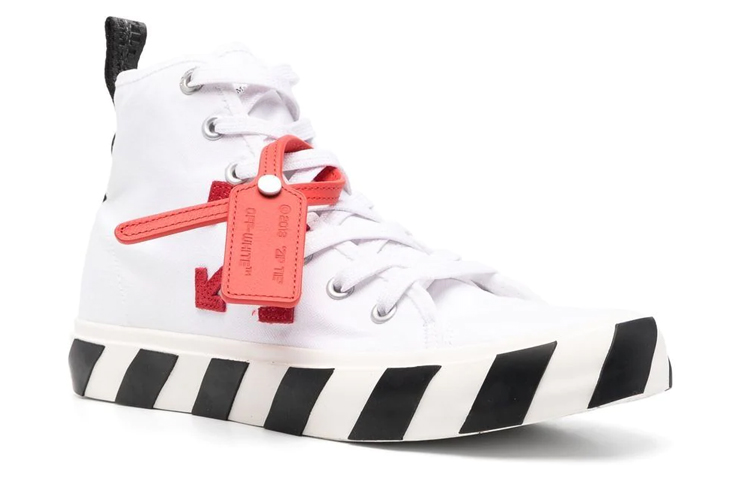 Order Off-White Vulcanized Hi Wit Rood Canvas Sneakers OMIA119S23FAB0010125