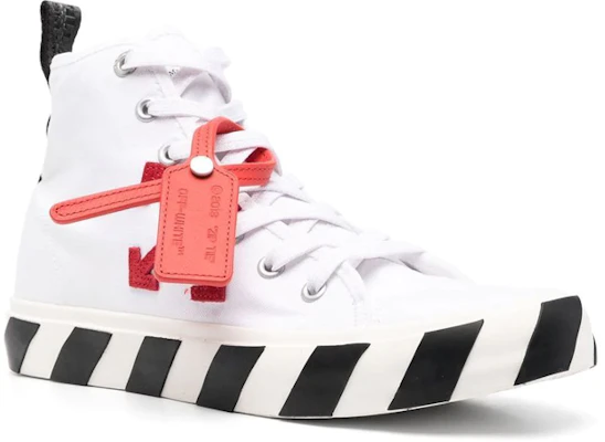Off-White Vulcanized Hi Wit Rood Canvas Sneakers OMIA119S23FAB0010125 Order Off-White Vulcanized Hi Wit Rood Canvas Sneakers OMIA119S23FAB0010125