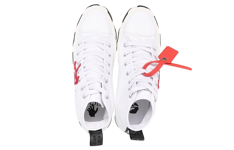 Lookbook Off-White Vulcanized Hi Wit Rood Canvas Sneakers OMIA119S23FAB0010125