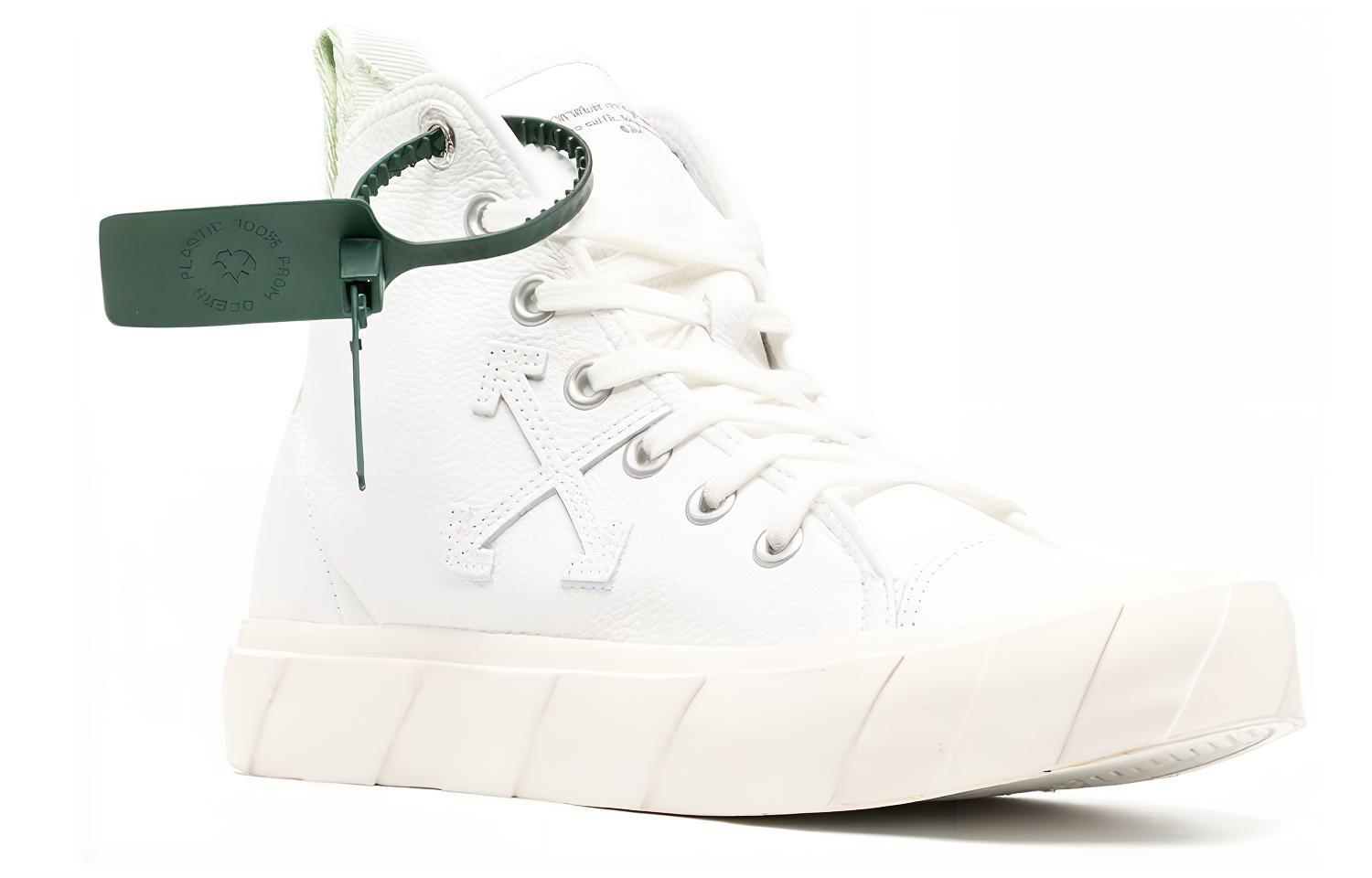 Order Off-White 白色皮革高帮硫化胶鞋 OMIA119F22LEA0010101
